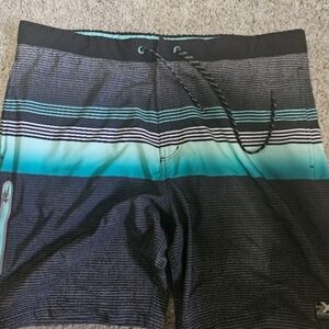 Men's Black and Blue Swim Shorts